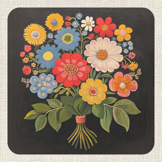 Blume Bouquet Quadratischer Aufkleber (Von Creator hochgeladen)