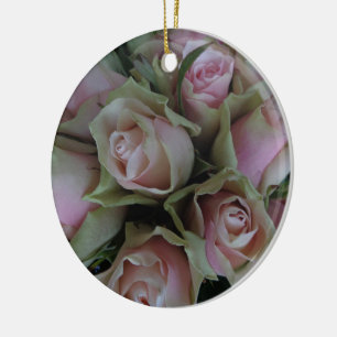 Blume Bouquet von rosa grünen Rose Keramikornament
