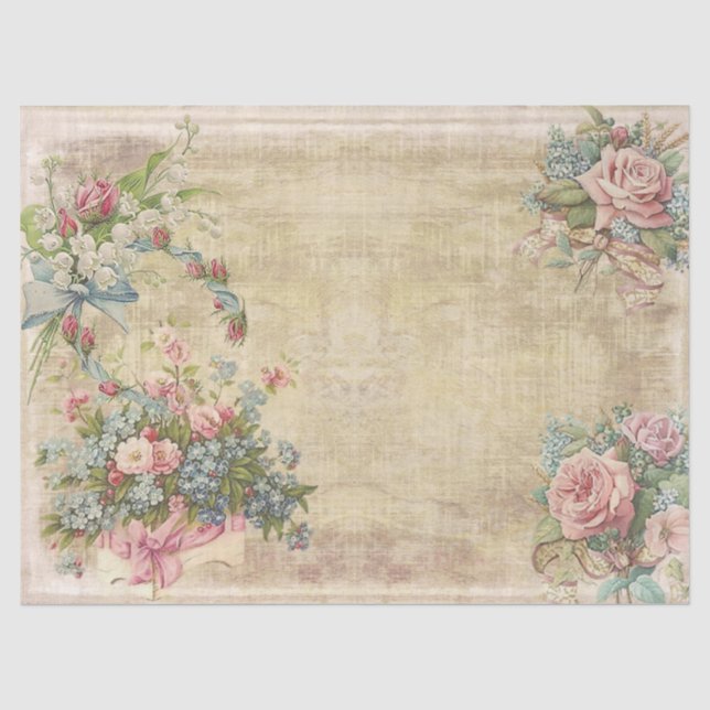 Blume Bouquets auf Braundecke Seidenpapier (Vorderseite)