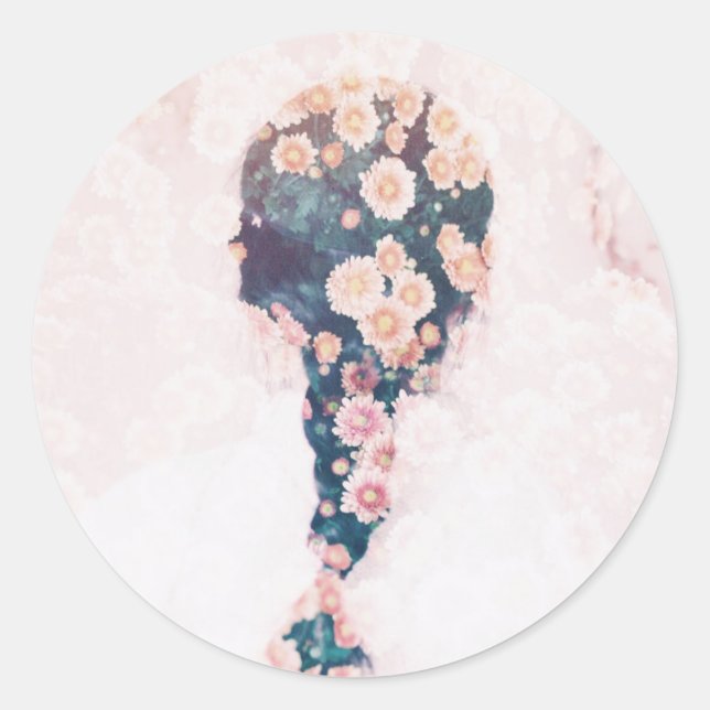 Blume Brauntafel Rosa Hübscher Aufkleber (Vorderseite)