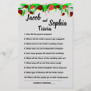 BLUME, BRIDE & GROOM TRIVIA DUSCHKARTENFLÜGE FLYER