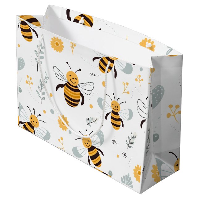 Blume Bubble Bee Wrapping Paper Sheet Set von 3 Große Geschenktüte (Rückseite Schrägansicht)