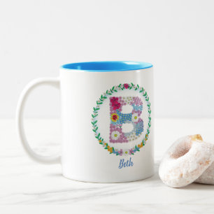 Blume Buchstaben Anfangsbuchstaben "B" mit Persona Zweifarbige Tasse