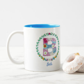 Blume Buchstaben Anfangsbuchstaben "B" mit Persona Zweifarbige Tasse