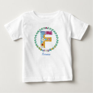 Blume Buchstaben Anfangsbuchstaben "F" mit Persona Baby T-shirt