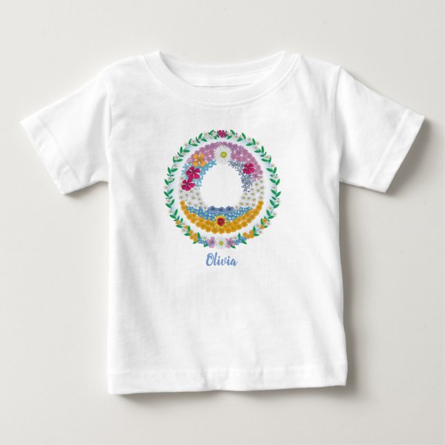 Blume Buchstaben Anfangsbuchstaben "O" mit Persona Baby T-shirt (Vorderseite)