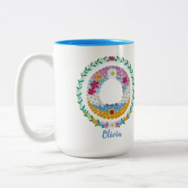 Blume Buchstaben Anfangsbuchstaben "O" mit Persona Zweifarbige Tasse