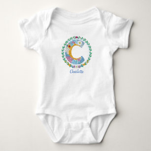 Blume Buchstaben Initial "C" mit Personalisiertem  Baby Strampler
