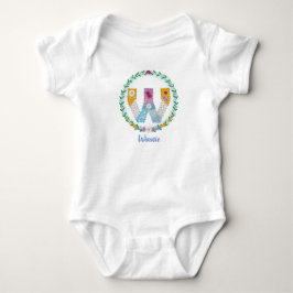 Blume Buchstaben "W" mit Personalisiertem Namen Baby Strampler