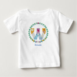 Blume Buchstaben "W" mit Personalisiertem Namen Baby T-shirt