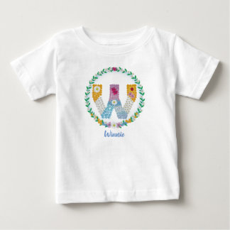 Blume Buchstaben "W" mit Personalisiertem Namen Baby T-shirt