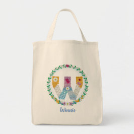 Blume Buchstaben "W" mit Personalisiertem Namen Tragetasche