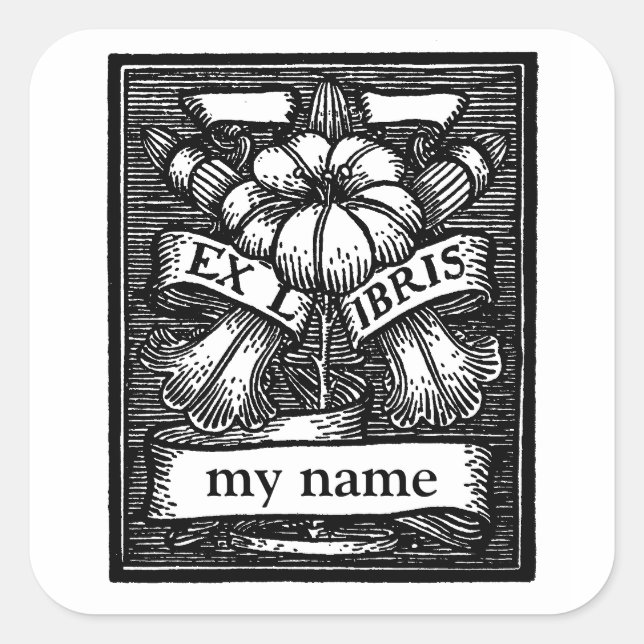 Blume Buchzeichen Stickers (Vorderseite)