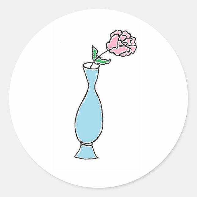 Blume Bud Vase Dekorative Zeichnend Runder Aufkleber (Vorderseite)