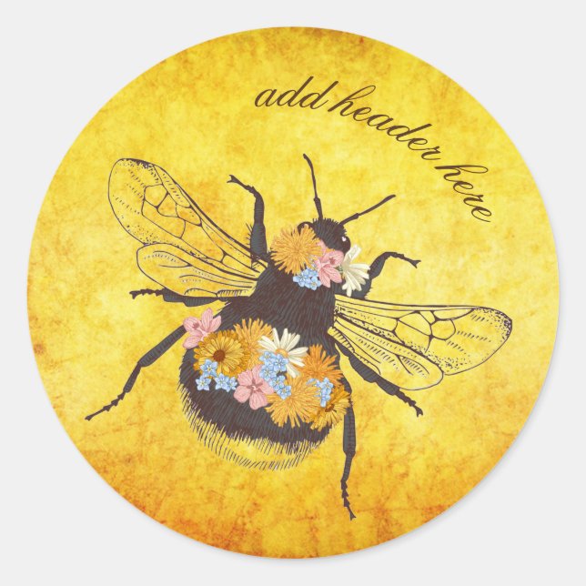 Blume & Bumble-Bienenrundkleber Runder Aufkleber (Vorderseite)