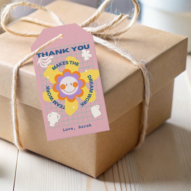 Blume Business Team Mitarbeiterkollegin Vielen Dan Geschenkanhänger (Flower Business Team Employee Colleague Thank You Gift Tags)