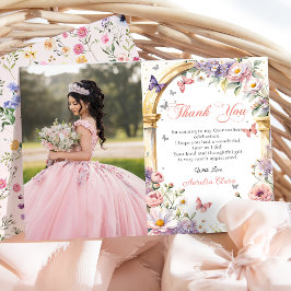 Blume Butterflies Lilac Quinceañera Foto Dankeskarte