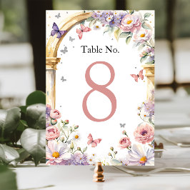 Blume Butterflies Lilac Quinceañera Tischnummer