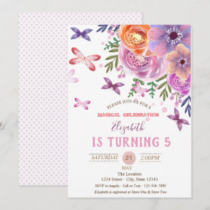 Blume Butterflies Polka Dots Geburtstag Einladung