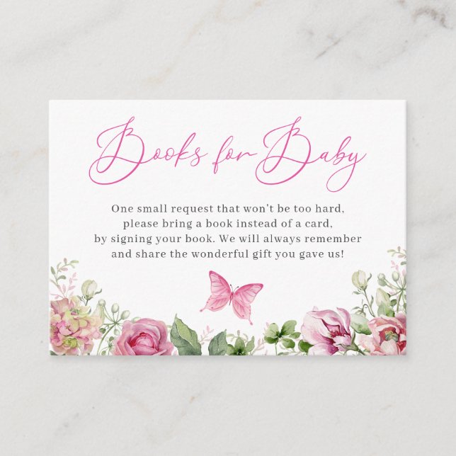 Blume Butterfly Babydusche Anfrage Begleitkarte (Vorderseite)