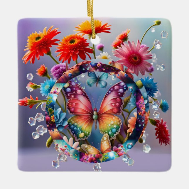 Blume Butterfly Keramikornament (Vorderseite)