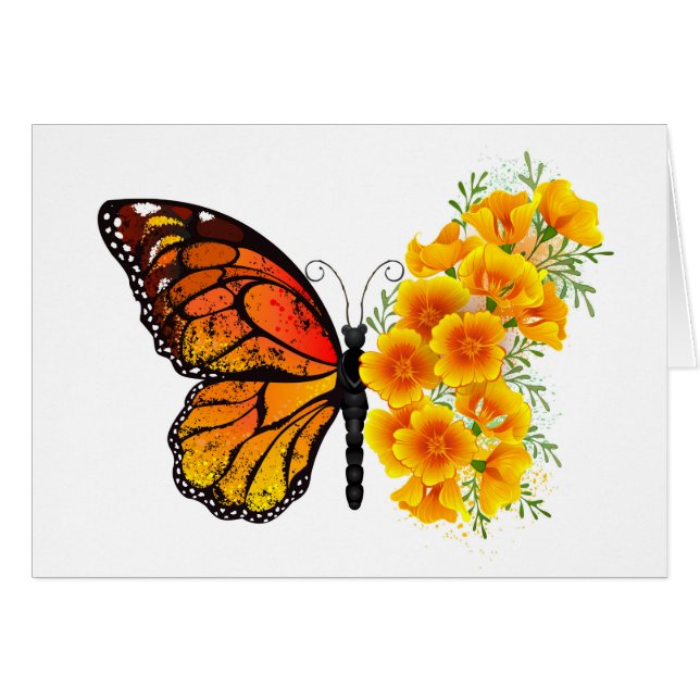Blume Butterfly mit gelbem Kalifornien-Mohn (Vorderseite (Horizontal))