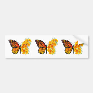 Blume Butterfly mit gelbem Kalifornien-Mohn Autoaufkleber
