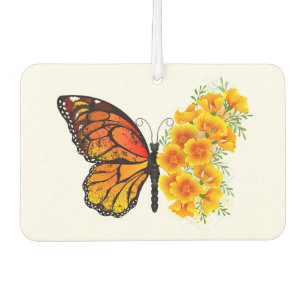 Blume Butterfly mit gelbem Kalifornien-Mohn Autolufterfrischer