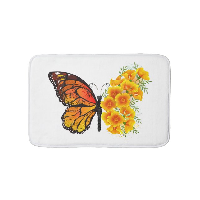 Blume Butterfly mit gelbem Kalifornien-Mohn Badematte (Vorderseite)