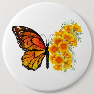 Blume Butterfly mit gelbem Kalifornien-Mohn Button