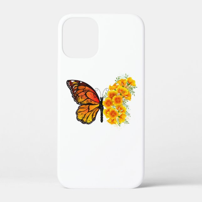 Blume Butterfly mit gelbem Kalifornien-Mohn Case-Mate iPhone Hülle (Rückseite)