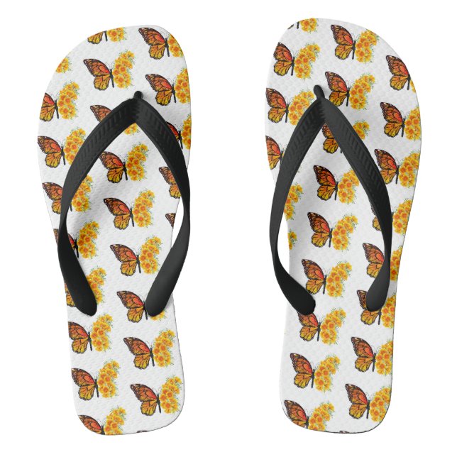 Blume Butterfly mit gelbem Kalifornien-Mohn Flip Flops (Fußbett)