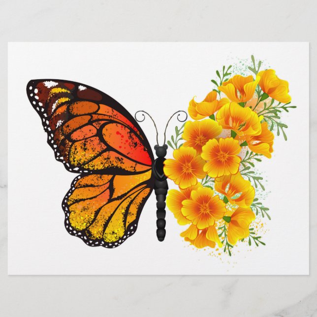 Blume Butterfly mit gelbem Kalifornien-Mohn Flyer (Vorne)