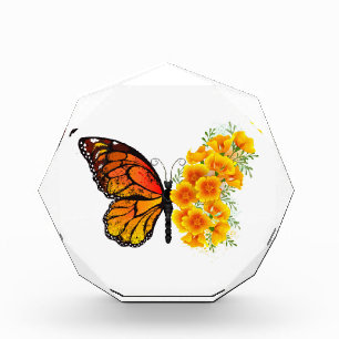 Blume Butterfly mit gelbem Kalifornien-Mohn Fotoblock