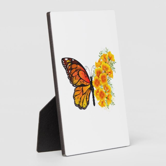 Blume Butterfly mit gelbem Kalifornien-Mohn Fotoplatte (Seite)