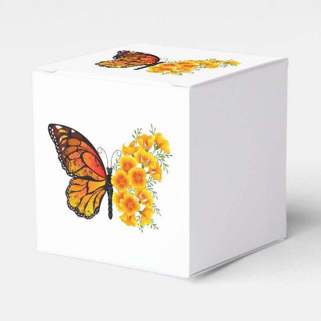 Blume Butterfly mit gelbem Kalifornien-Mohn Geschenkschachtel (Vorderseite)