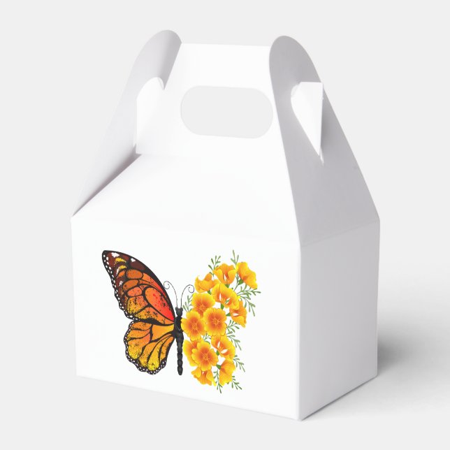 Blume Butterfly mit gelbem Kalifornien-Mohn Geschenkschachtel (Vorderseite)