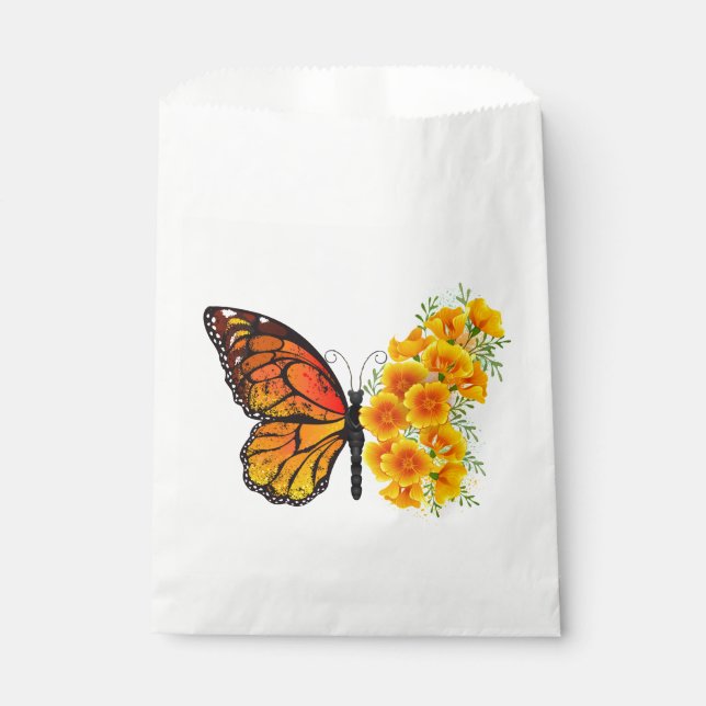 Blume Butterfly mit gelbem Kalifornien-Mohn Geschenktütchen (Vorderseite)
