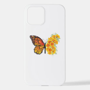 Blume Butterfly mit gelbem Kalifornien-Mohn iPhone 12 Hülle