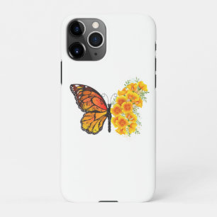 Blume Butterfly mit gelbem Kalifornien-Mohn iPhone 11Pro Hülle