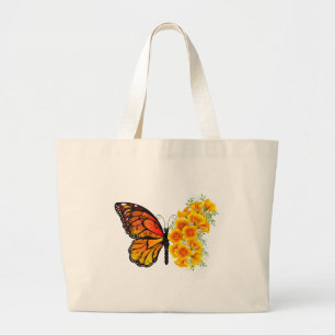 Blume Butterfly mit gelbem Kalifornien-Mohn Jumbo Stoffbeutel