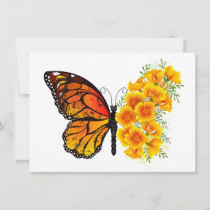 Blume Butterfly mit gelbem Kalifornien-Mohn Karte