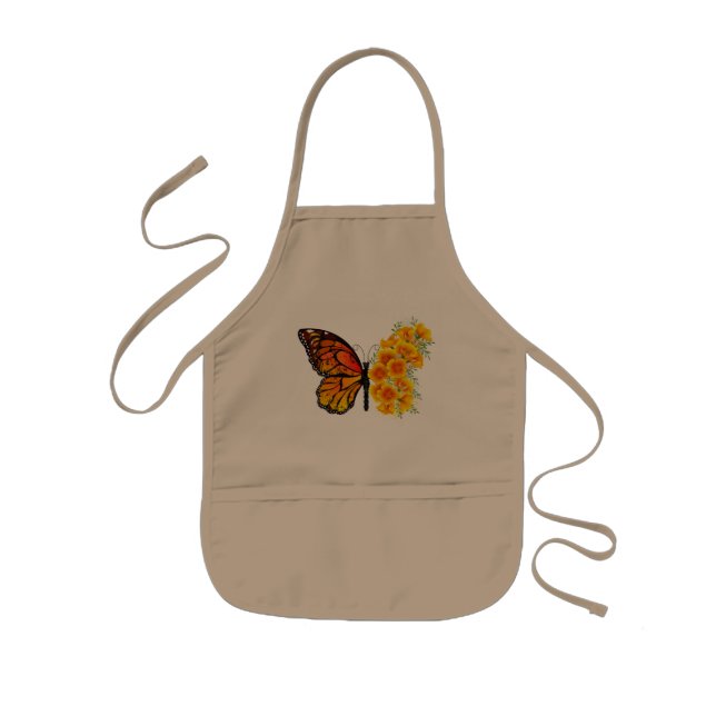 Blume Butterfly mit gelbem Kalifornien-Mohn Kinderschürze (Vorne)