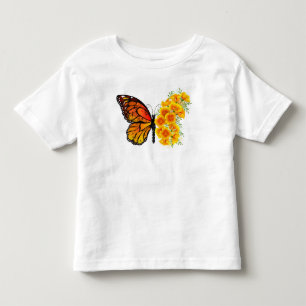 Blume Butterfly mit gelbem Kalifornien-Mohn Kleinkind T-shirt