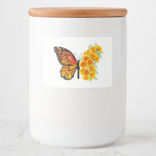 Blume Butterfly mit gelbem Kalifornien-Mohn Lebensmitteletikett