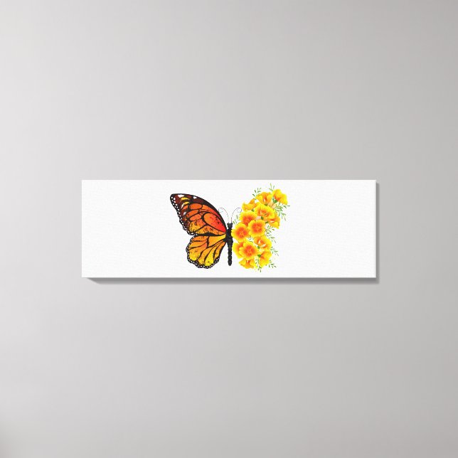 Blume Butterfly mit gelbem Kalifornien-Mohn Leinwanddruck (Vorderseite)