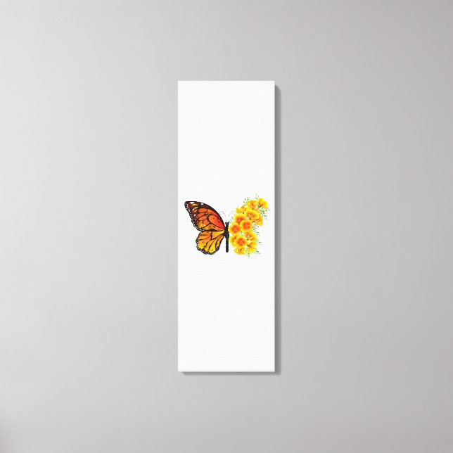 Blume Butterfly mit gelbem Kalifornien-Mohn Leinwanddruck (Vorderseite)