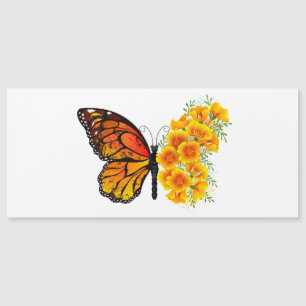 Blume Butterfly mit gelbem Kalifornien-Mohn Magnetkarte