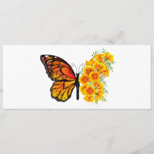 Blume Butterfly mit gelbem Kalifornien-Mohn Menükarte