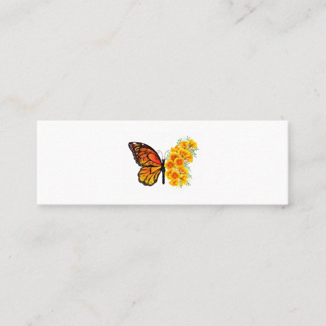 Blume Butterfly mit gelbem Kalifornien-Mohn Mini Visitenkarte (Vorderseite)